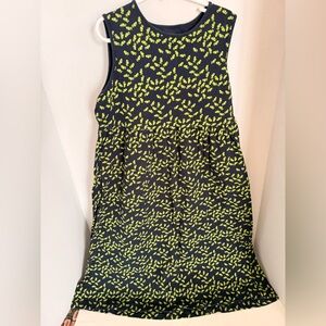 Lands’ End Girls Size 12 Seahorse Print Summer Dress Navy Green Sleeveless